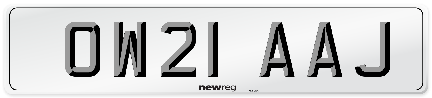 OW21 AAJ Number Plate from New Reg
